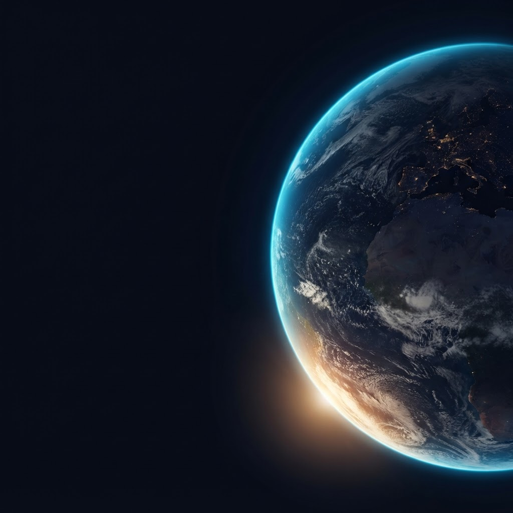 Earth viewed from orbit at sunrise